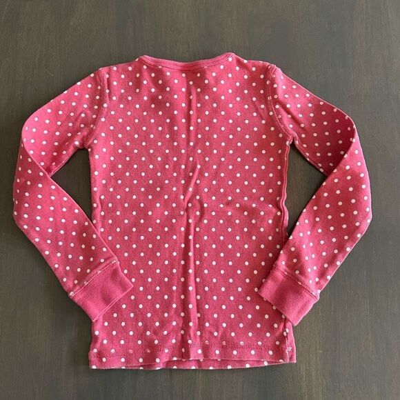 Mini Boden size 6 Pink Polka Dot Long John Pajama TOP ONLY - Picture 2 of 5